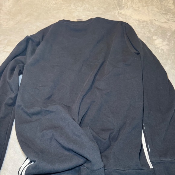 Adidas Essentials Crewneck Sweatshirt Mens XL Black White 3-Stripe Logo Pullover - Picture 10 of 10